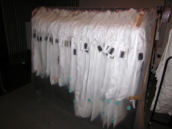A rail of dress ready to move