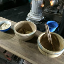 Making the rice paste