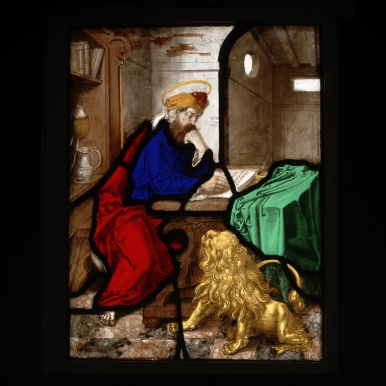 St Jerome in his Study, stained-glass panel, Germany, ca.1550. Museum no. 537-1907 © Victoria and Albert Museum, London