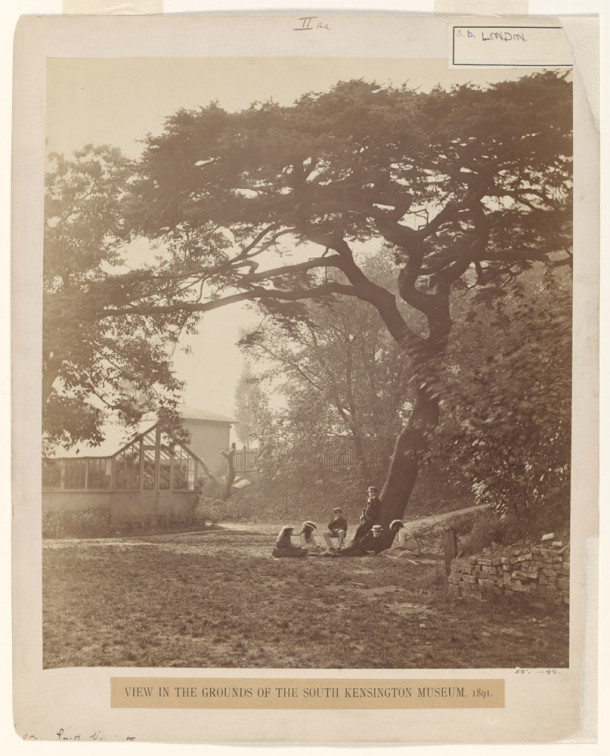 The Exhibition Road Gardens in 1891, before it became the Boilerhouse Yard