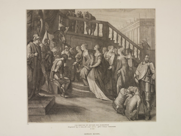 The Meeting of Esther and Ahasuerus, after Paolo Veronese, print on paper, by Wenzel Hollar, Germany or England, early - mid 17th century. V&A DYCE.1917