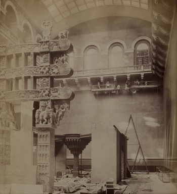 An image of the Cast Court taken in 1872 with people working under the balcony at the top © Victoria and Albert Museum, London