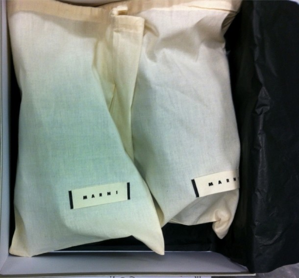Marni Platform Sandals in canvas bags with Marni label