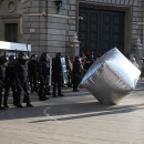 Inflatable cobblestone, action of Eclectic Electric Collective in cooperation with Enmedio collective during the General Strike in Barcelona 2012. © Oriana Eliçabe/Enmedio.info