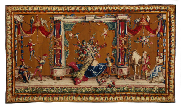 'The Camel' and 'The Acrobats', tapestry, woven in wool and silks on woollen warps, designed by Jean-Baptiste Monnoyer, made by the Beauvais Tapestry Factory, France, ca.1700- 1720 (V&A T.53-1955) © Victoria and Albert Museum, London