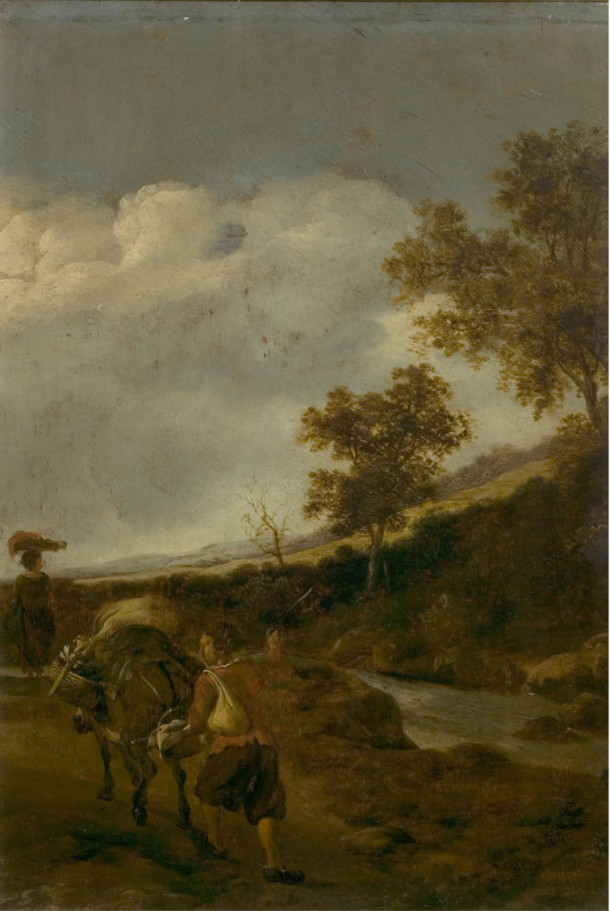 ‘A Peasant Driving a Laden Mule’, by Jan Both, ca. 1645. Museum no. CAI.81. Before treatment.