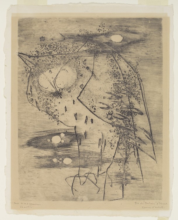 Proof of an illustration for ‘Le Bestiaire de Paul Eluard’, etching and aquatint by Roger Chastel, France, 1948. Museum no. E.228-1994. ©Roger Chastel/Victoria and Albert Museum.
