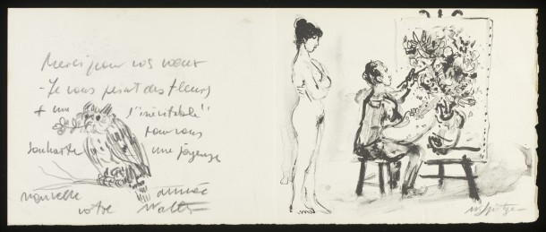 New Year greetings card, lithograph and pencil drawing by Walter Spitzer, France, ca. 1965. Museum no. E.262-1994. ©Walter Spitzer/Victoria and Albert Museum.