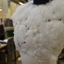 Marking out the position of the breasts using coloured pins