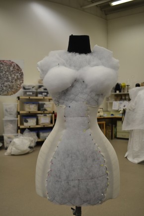 Work in progress: the curves are beginning to take shape to give the distinctive 1825-35 silhouette