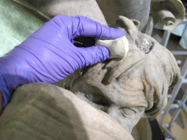 Cleaning Triton's hair. Notice the fill on the top which would had been an outlet for a water pipe © Victoria and Albert Museum, London