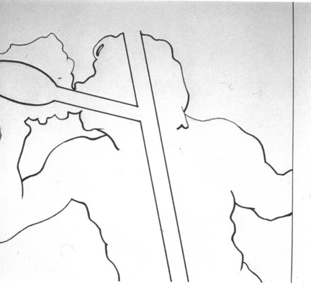 A photograph of an old drawing illustrating the water pipe inside Triton © Victoria and Albert Museum, London