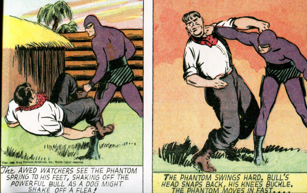 The Phantom, c.1942-45 . The first costumed hero – an ingenious conflation of fact and fiction. © King Features Syndicate Inc. 1942-45.