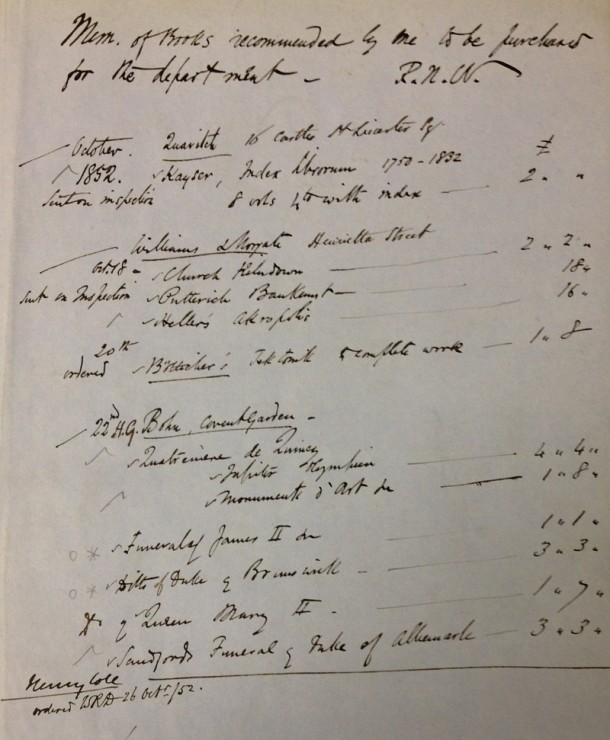 Wornum's memorandum of books