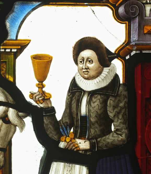 Detail from glass panel, possibly from the Lingg workshop. French (Alsace), dated 1634. V&AC.112-1934