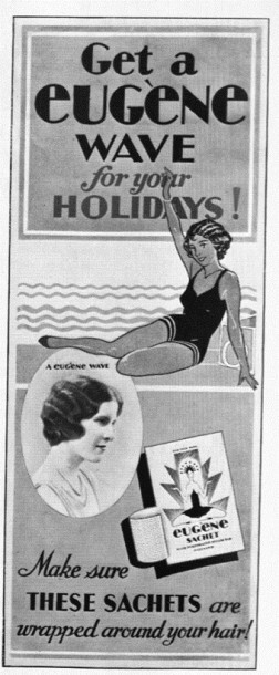 Summer advertisement for Eugène sachets.