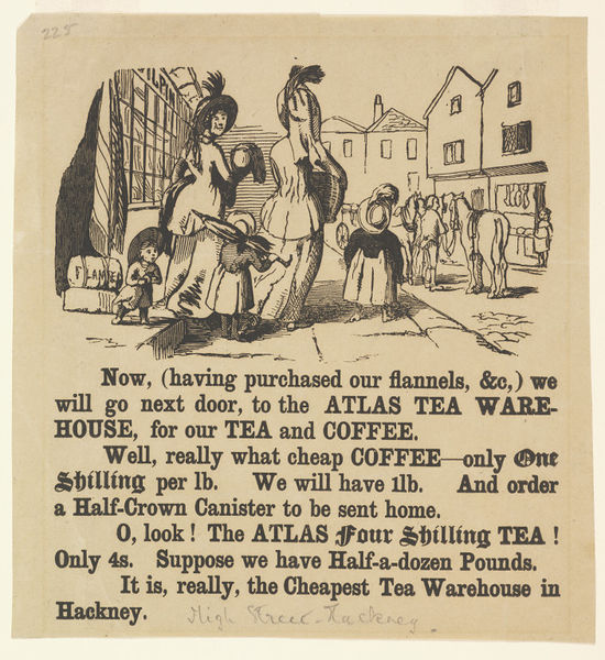 Advertisement for the Atlas Tea Warehouse, woodcut and letterpress, around 1850. Museum no. E.4761-1923. ©Victoria and Albert Museum