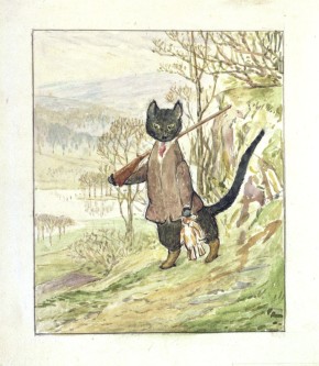 Frontispiece illustration for The Tale of Kitty-in-Boots, 1914 (c) Victoria & Albert Museum with kind permission of Frederick Warne & Co