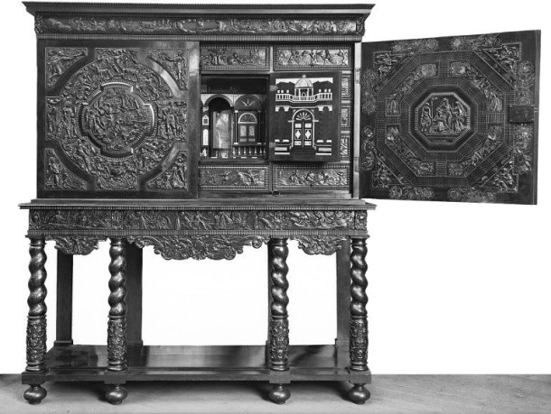 Cabinet on stand (The ‘Endymion Cabinet’), Paris, 1630-50. Museum no. 1651:1 to 3-1856. © Victoria and Albert Museum, London