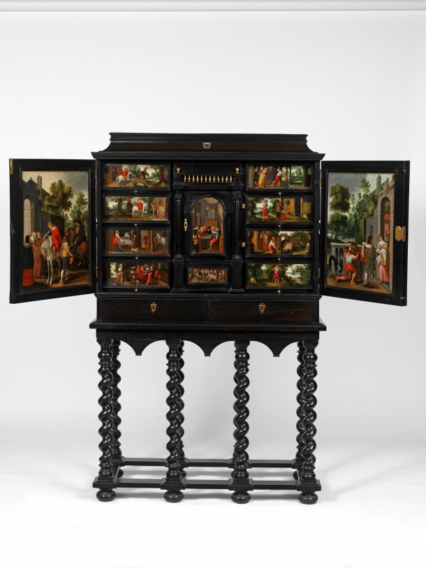 Cabinet with scenes from the Parable of the Prodigal Son, Antwerp, 1640-60. Museum no. W.61:1 to 3-1923. © Victoria and Albert Museum, London