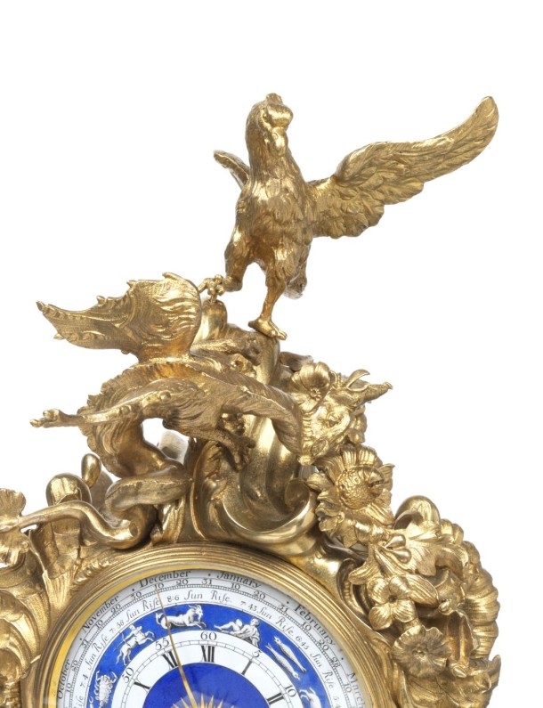 Eagle and dragon on top of the newly acquired royal mantel clock, Charles Clay, 1736, London, museum no. M.1-2016 | The Victoria and Albert Museum, London Gilt-brass, enamel, cast, chased, pierced, enamelled
