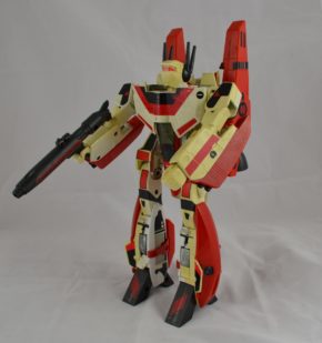 Jetfire as a robot. In the TV series he was known as 'Skyfire' due to legal issues. His toy has a lot of fiddly snap-on bits (the red areas on his body). Copyright Victoria and Albert Museum, London