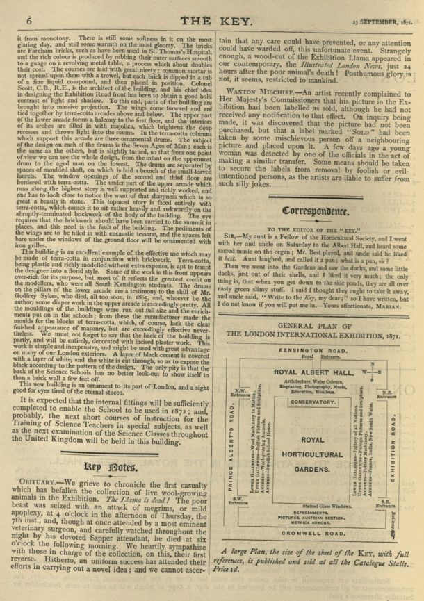 The Key, Vol 1, 23 Sept 1871, p. 6. Museum No.: 38041701066839.