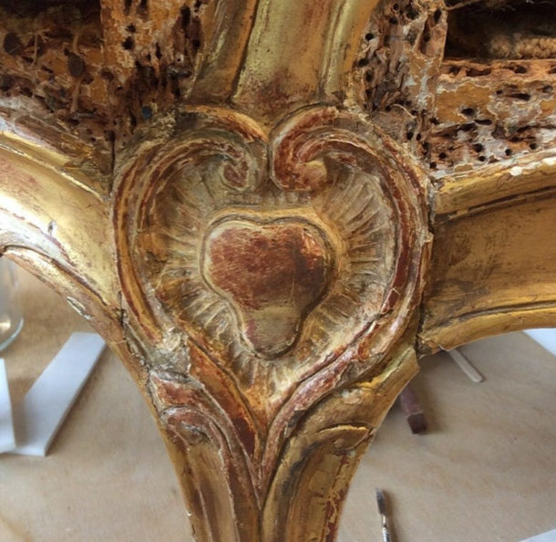 Sculptural ornament detail after stripping