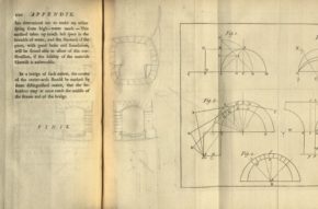 Plate I in: Short principles for the architecture of stone-bridges, by Stephen Riou. Book, published London: C. Hitch and L. Hawes, 1760. NAL: 38041800915027