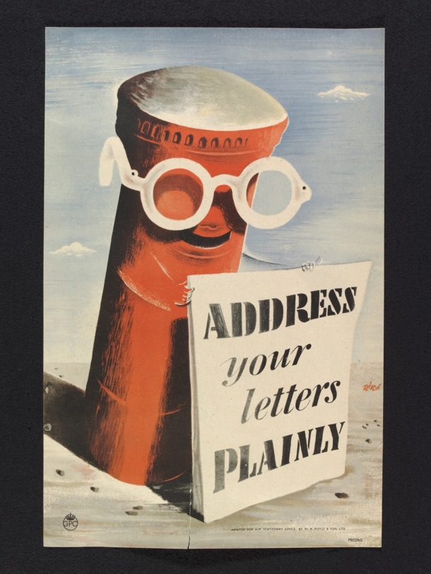 ‘Address your letters plainly’, poster, Hans Schleger, 1942