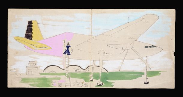 Hand painted birthday card, Gaby Schreiber, ca.1950-ca.1960