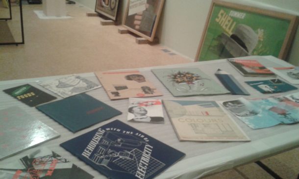 Objects from the Jobbing Printing Collection awaiting install at the De La Warr Pavilion.