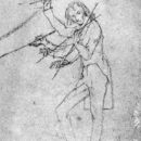 Pencil drawing by Daniel Maclise depicting the debut of Nicolo Paganini
