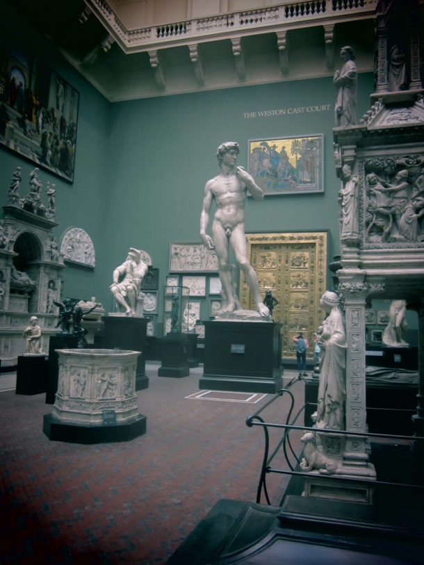 The V&A's plaster cast of David after the original by Michelangelo in the Accademia di Belle Arti, Florence, cast ca. 1857 (V&A REPRO.1857-161)