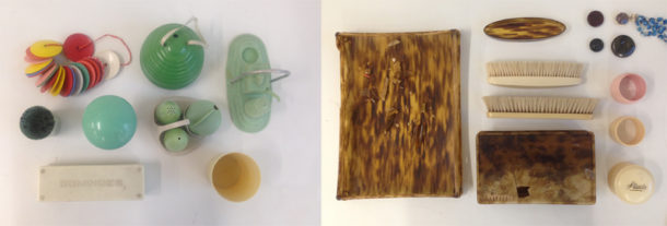 Example of groups of plastics made from melamine formaldehyde and cellulose nitrate