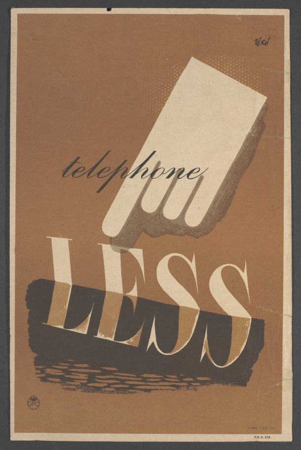 "Telephone less", poster, Hans Schleger, 1943