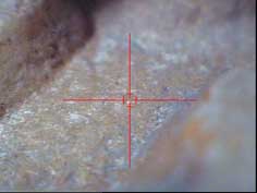Spot A on gravestone A.13-133, analysed by XRF by Dr Lucia Burgio. Image Lucia Burgio ©Victoria and Albert Museum, London