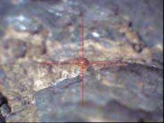 Spot B on gravestone A.13-1933 analysed with XRF by Dr Lucia Burgio. Image Lucia Burgio © Victoria and Albert Museum, London