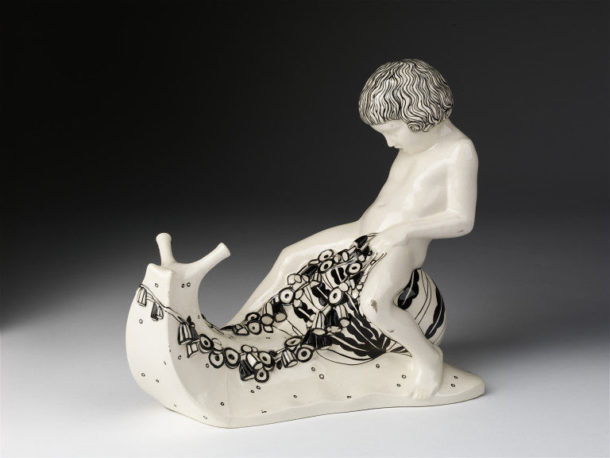 Figure of a ‘Boy on a Snail’, Michael Powolny, ca.1907.