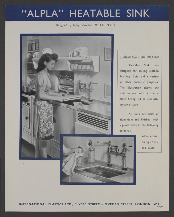 International Plastics Ltd 'Apla' sink advertisement, Gaby Schreiber