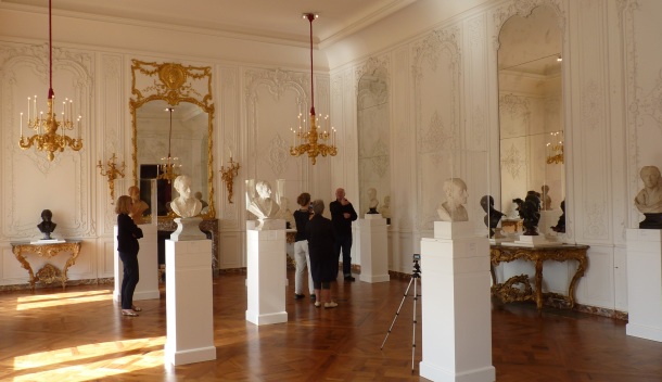 Fame and Friendship Exhibition at Waddesdon Manor, Filming Curator Malcolm Baker. Photograph By Katherine Elliott, 2014