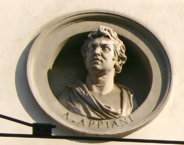 Bust of Andrea Appiani on the facade of the Palazzo Brentani, Milan. Photograph by Giovanni Dall'Orto.