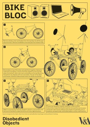 How to Guide: Bike Bloc. llustration by Marwan Kaabour, Barnbrook. This guide can be downloaded on the exhibitions website.
