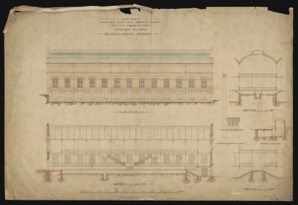 Building plan for the Bethnal Green Museum, 1860s. Museum no. E.1068-1927 © Victoria and Albert Museum, London