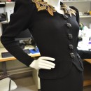 T.399&a-1974 Elsa Schiaparelli, Dress and Jacket with gilt embroidery mounted for ‘Horst Photographer of Style’ on a full figure Proportion Ltd mannequin.