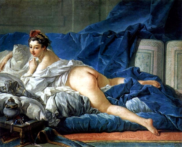 This painting prompted art critic Denis Diderot to claim that Boucher was "prostituting his own wife".his reputation came under increasing critical attack during the last years of his career L'Odalisque, François Boucher, ca.1749. Musée du Louvre