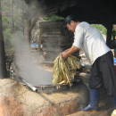 Boiling the mulberry fibres