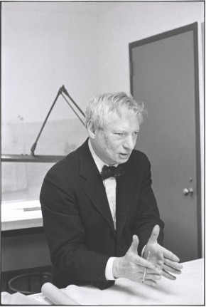 PH.843-1978 Black and white photograph by Henri Cartier-Bresson depicting the American architect, Louis Kahn, in his Philadelphia office. USA, 1961.
