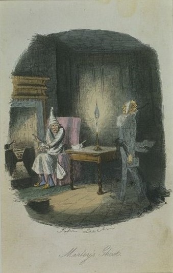 Marley’s Ghost, illustration for Charles Dickens’s A Christmas Carol, John Leech, 1843..