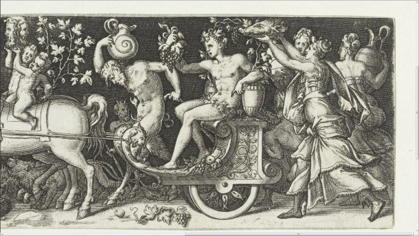 Detail of Triomphe de Bacchus, from a series of four entitled Combats et Triomphe, Etienne Delaune, France, pre-1573 (V&A 28918) © Victoria and Albert Museum, London